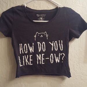 "HOW DO YOU LIKE ME-OW" Gray Crop Top